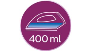 Extra groot waterreservoir van 400 ml zodat u minder hoeft bij te vullen