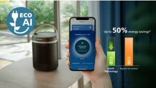 EcoAI saves up to 50% energy vs regular fan heaters (1)