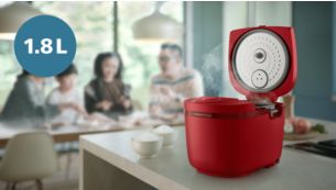 Large 1.8 L capacity makes up to 10 cups of rice
