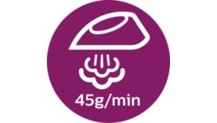 Saída de vapor de até 45 g/min para um desempenho consistente e contínuo