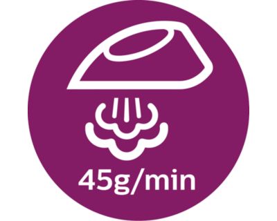 45 g/dk'ya kadar sürekli buhar