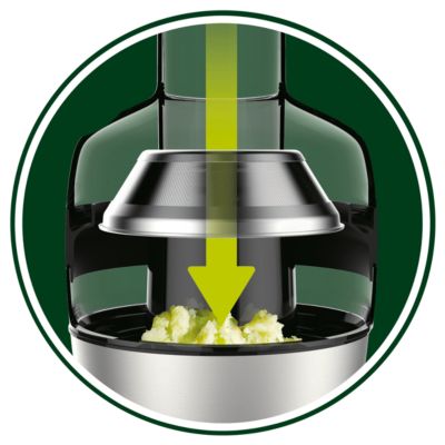 Плодовата каша пада естествено в отделен контейнер