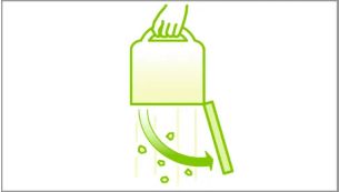Dust container with one-button release system