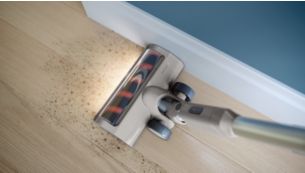 LED-mondstuk voor harde vloeren onthult stof en leidt uw bewegingen