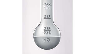 Indikátor jednoho šálku umožňuje vařit pouze tolik vody, kolik potřebujete