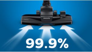 Aspiration de la poussi&egrave;re &agrave; 99,9&nbsp;%* pour un nettoyage en profondeur