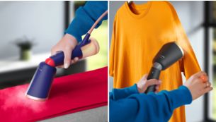 Plug & play: ready in few seconds, no ironing board needed