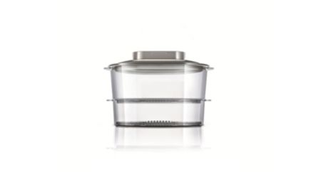 2 baskets to steam several ingredients at once