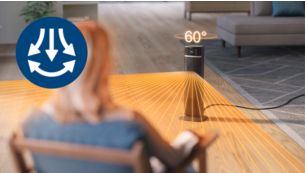 Maximalizujte tepelné pokrytie miestnosti pomocou 60° oscilácie