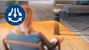 Maximalizujte tepelné pokrytí místnosti pomocí oscilace v rozsahu 60°