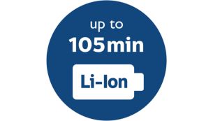 Baterai Li-Ion bertenaga untuk waktu pengoperasian 105 menit