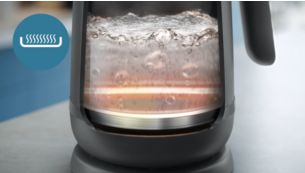 Flat heating element for fast boiling and easy cleaning