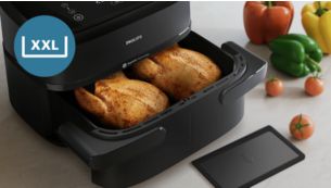 Scegli tra il doppio cestello o un unico vassoio per cucinare