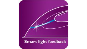 Iron with smart light feedback indicator