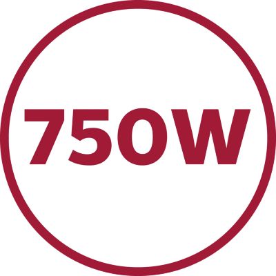 Motor de 750 W para um desempenho excelente