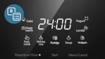 8 eelseadistatud programmi erinevat tüüpi toitude jaoks
