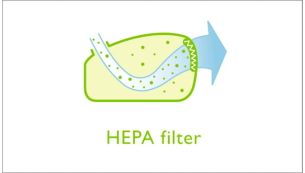 HEPA filter for excellent filtration of the exhaust air