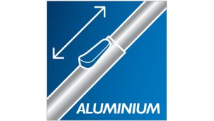 Curăţare confortabilă graţie tubului din aluminiu foarte uşor
