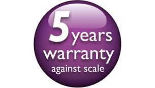 5-year warranty against scale