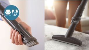 Brosse douce intégrée et accessoire spécial meubles