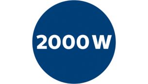 Мотор 2000 Вт обеспечивает мощность всасывания 410 Вт