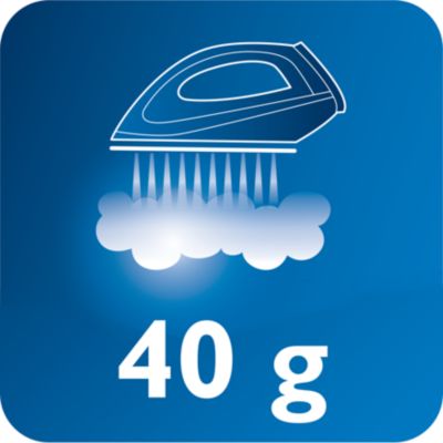 Steam output of up to 40 g/min for better crease removal