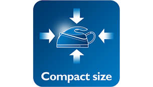 Fier de călcat cu dimensiuni compacte şi greutate redusă pentru depozitare mai uşoară