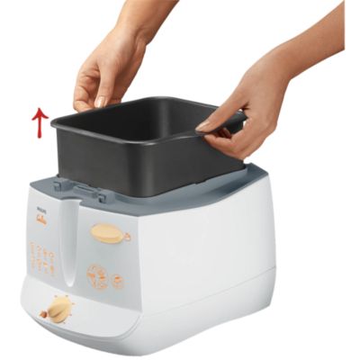 Removable inner bowl for easy oil pouring and cleaning