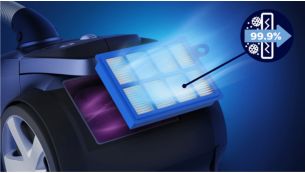 Het allergiefilter houdt 99,9% van de deeltjes tegen, ECARF-gecertificeerd