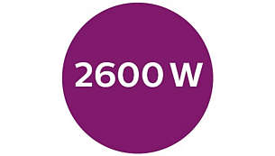 Moc 2600 W zapewnia szybkie nagrzewanie się i skuteczną pracę