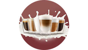 Nyd 4 opskrifter med kaffe og mælk ved et tryk på en knap