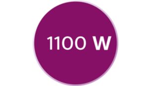 1100 vati nodrošina pastāvīgu spēcīgu tvaika plūsmu