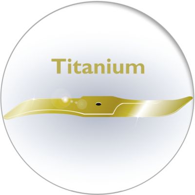 Titanium-coated blades: 6 x harder than steel