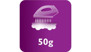 D&eacute;bit vapeur jusqu'&agrave; 50&nbsp;g/min pour une &eacute;limination ais&eacute;e des faux plis