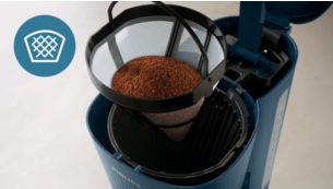 Permanent filter ensures consistent optimal coffee taste