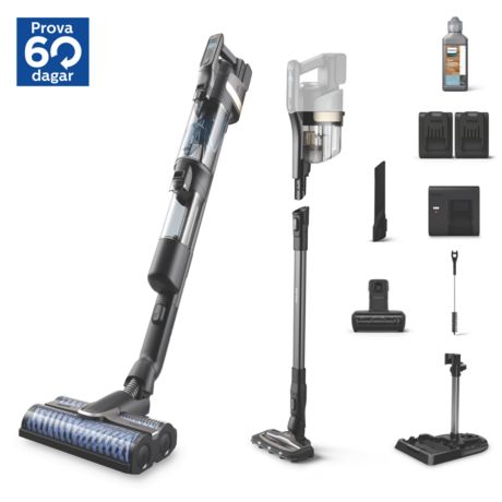 XW9385/01 AquaTrio Cordless EXKLUSIVT Philips.se Sladdl&ouml;s skaftdammsugare och h&ouml;ghastighetsmopp