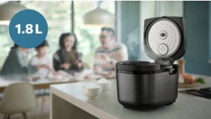 Large 1.8 L capacity makes up to 10 cups of rice