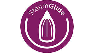 تتميّز قاعدة المكواة SteamGlide المقاومة للخدوش بانزلاق جيد