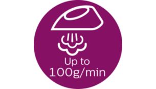 Vapor continuo de hasta 100 g/min