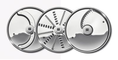 3 discos metálicos para cortar en rodajas, en juliana o rallar