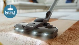 La brosse TriActive+ LED révèle la poussière, pour un nettoyage impeccable