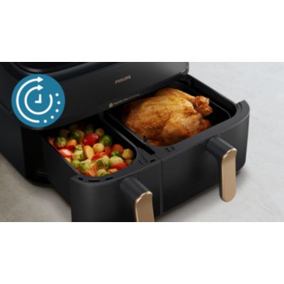 Airfryer, air fryer, dual basket, steam, RapidAir Plus, 5000 Series, NA552, NA552_00, NA552/00, NA552_09, NA552/09, stainless black and copper​