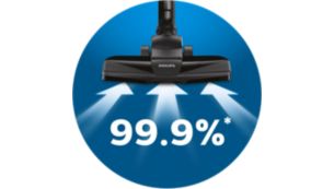 Aspiră 99,9% din praf* pentru curăţenie superioară