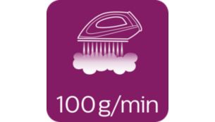 Continue stoom tot 100 g/min.