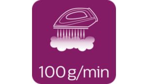 Débit vapeur continu jusqu'à 100 g/min