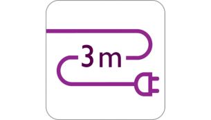 Fio extralongo de 3&nbsp;m para usufruir do maior alcance