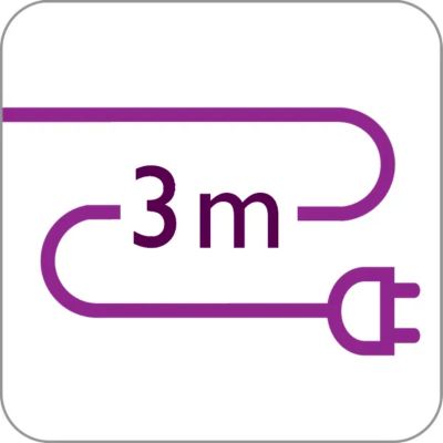 Fio extralongo de 3 m para usufruir do maior alcance