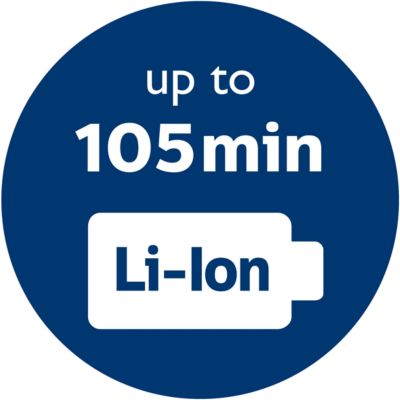 Krachtige lithium-ionbatterij voor een gebruiksduur van 105 minuten