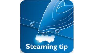 De stoomtip zorgt voor stoom op moeilijk te bereiken plaatsen