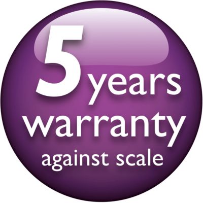 5-year warranty against scale